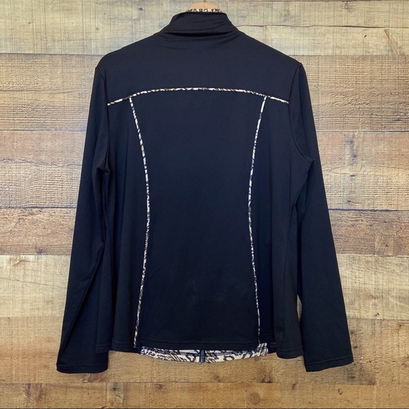 Black Zip-Up Athletic Jacket w/Leopard Trim by NEIMAN MARCUS - Picture 9 of 14